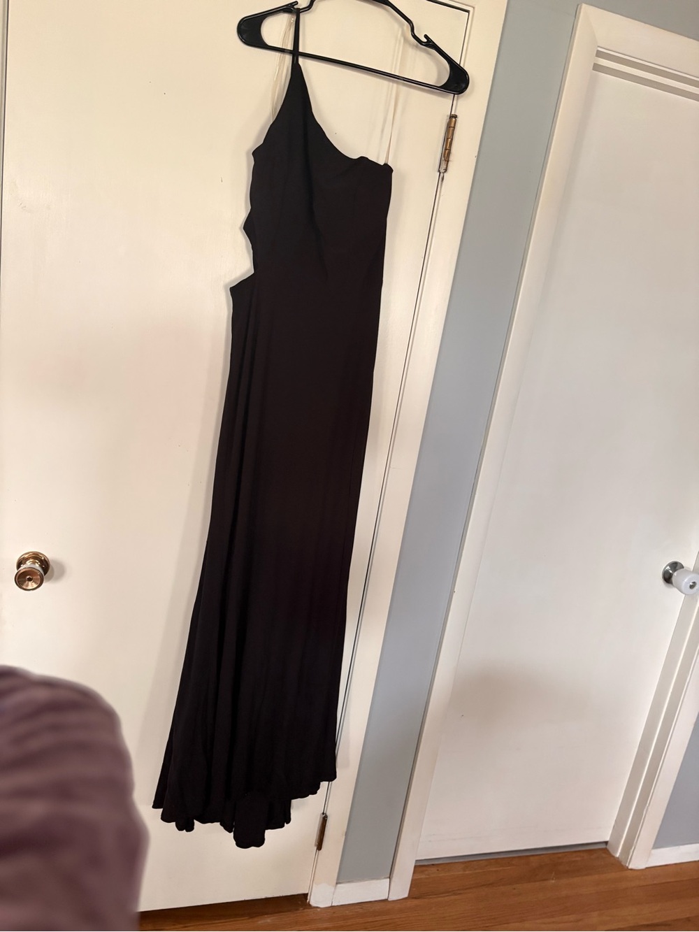 Women's Black Asymmetric Cutout Maxi Dress